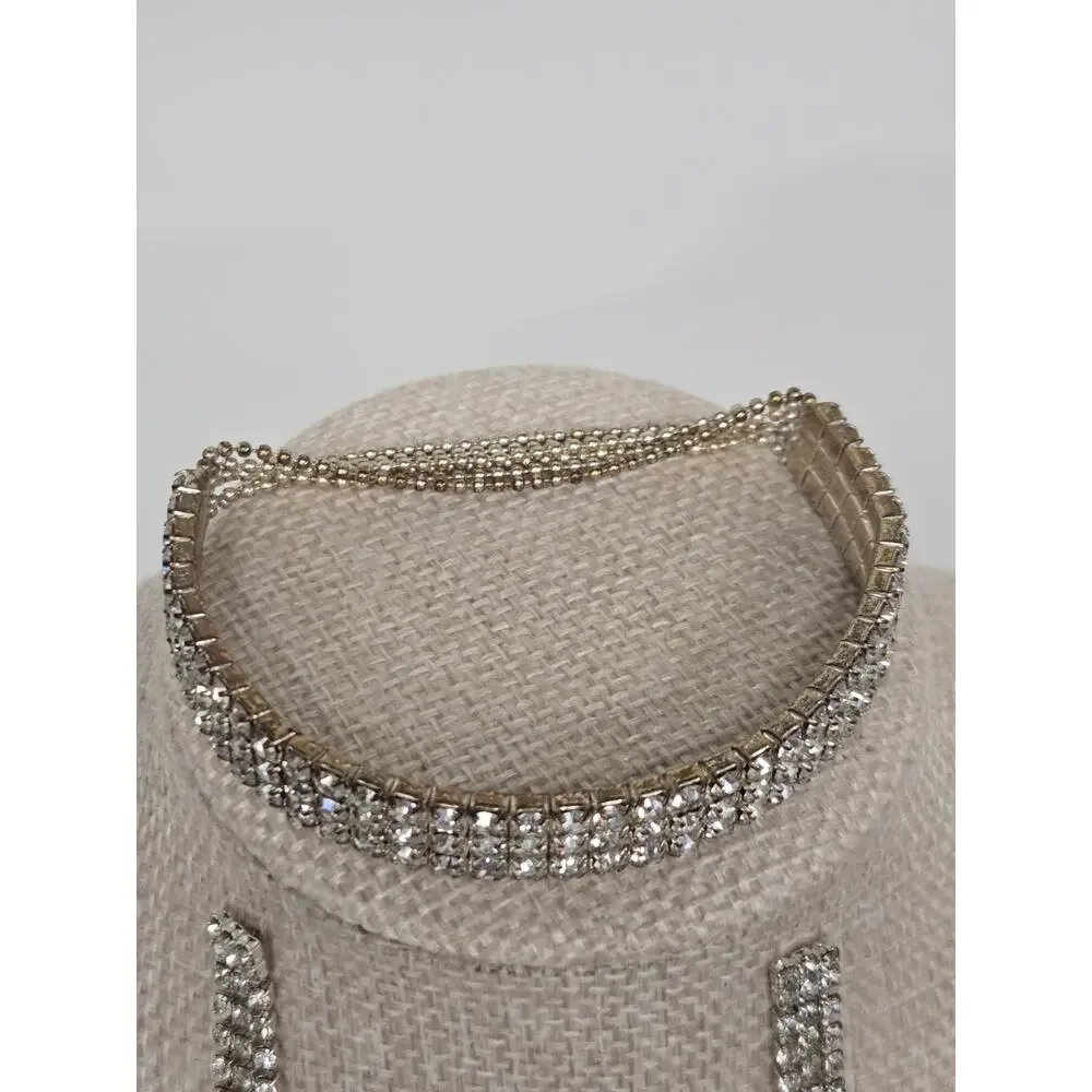 Costume Bracelet & Chandelier Earrings Sparkly Fancy Elegant Stretch - Picture 4 of 6